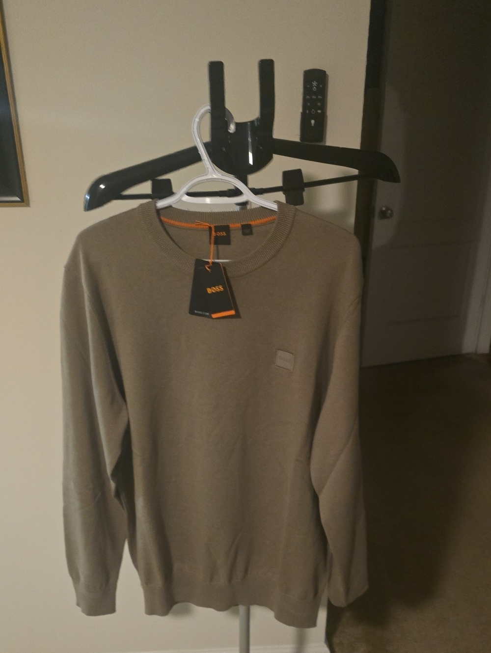 BOSS Men's Crewneck Sweater in Olive
